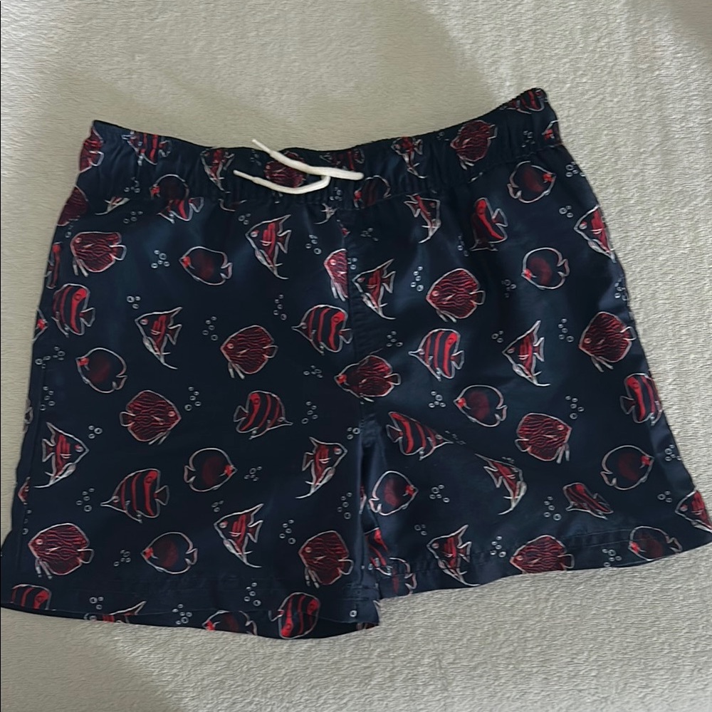 Navy Fish Print Swim Shorts